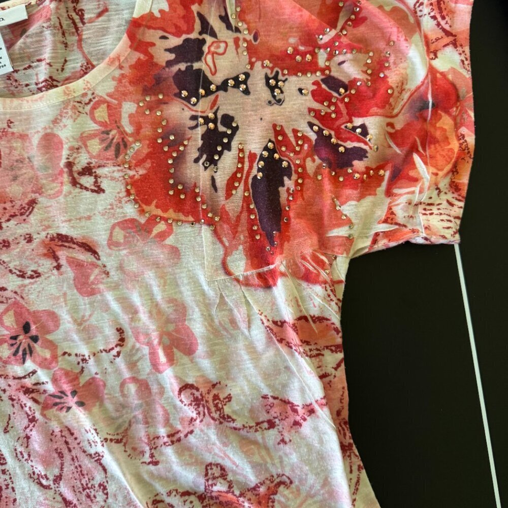 🔥 4 for $20 DEAL 🔥Style & Co Floral Embellished Blouse 🌺 Size S - Picture 3 of 7